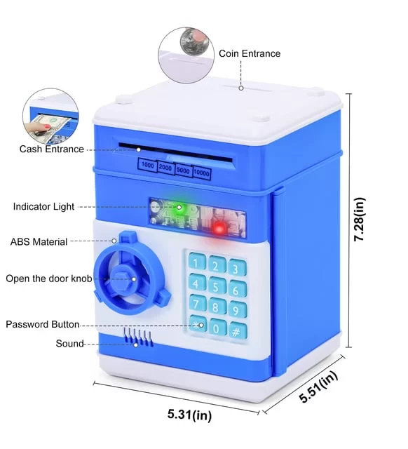 Şifreli Elektronik ATM Kumbara | 4 Renk | Pil Hediyeli